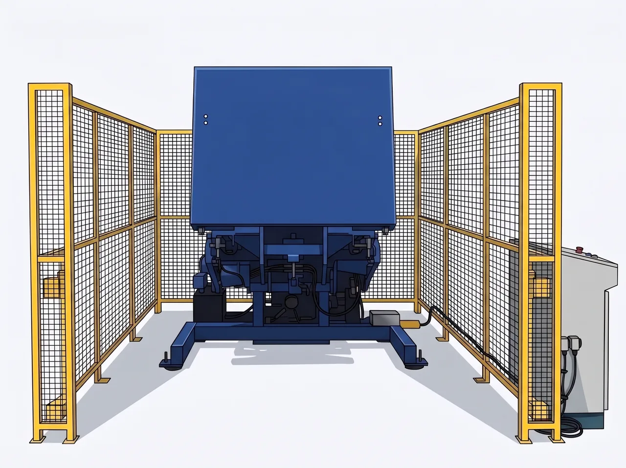 Illustration : Pallet Changer en position basculée, vu de l’arrière